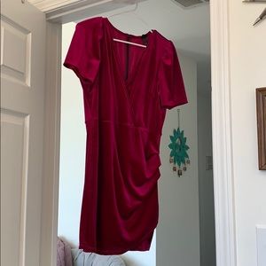 Fuchsia velvet-like party dress